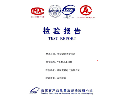 预装式箱式变电站YB-12/0.4-1000检验报告