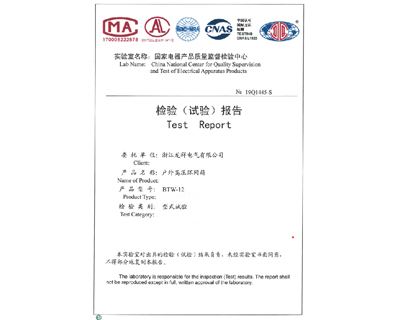 户外高压环网箱BTW-12检验报告