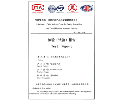 电力变压器S11-M-315/10检验报告